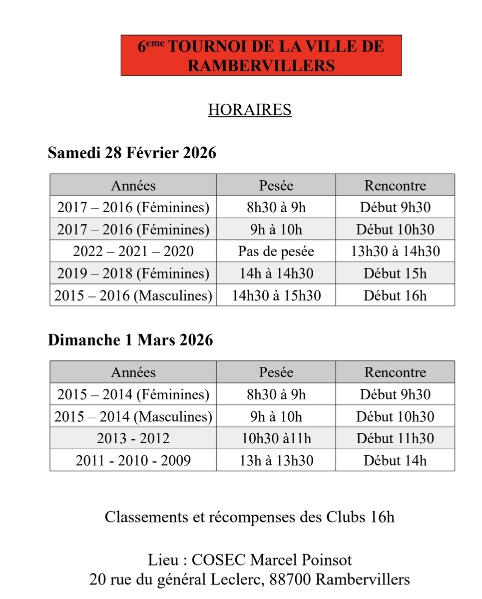 EVEIL A CADETS - TOURNOI DE RAMBERVILLERS